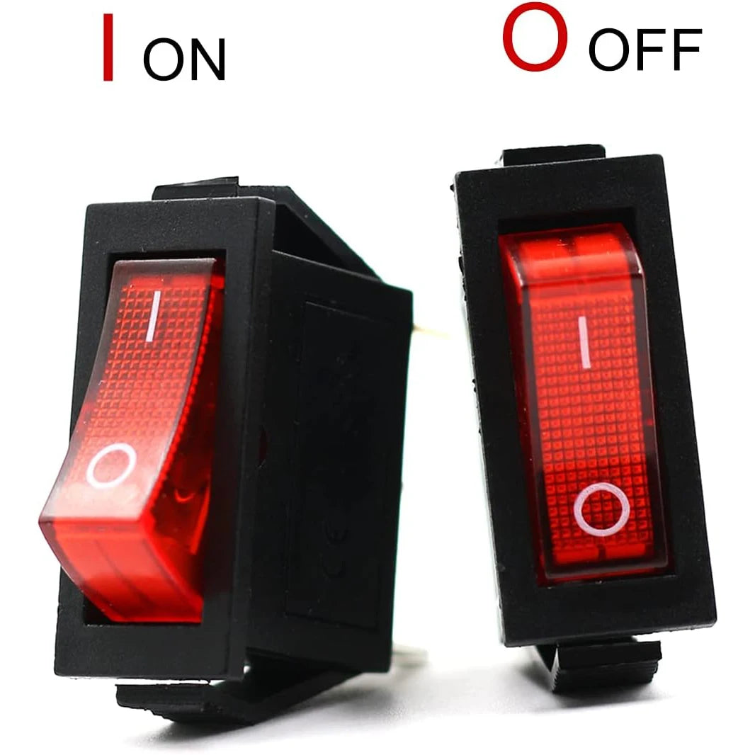 16PCS AC 16A/250V 20A/125V 3 Pin Switch 2 Position Red Light On Off SPST Boat AC Rocker Switch KCD3 Switch