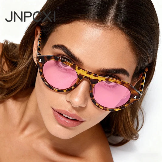 JNPCXI Fashion Cat Eye Sunglasses for Men Women Vintage Punk SunGlasses Men's Unisex Eyewear Steampunk Rivet UV400