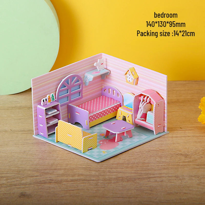 Paper 3d Children's Puzzle Toys Girl Room Shop Handmade DIY Children's Three-dimensional Puzzle Educational Toys Coffee Shop
