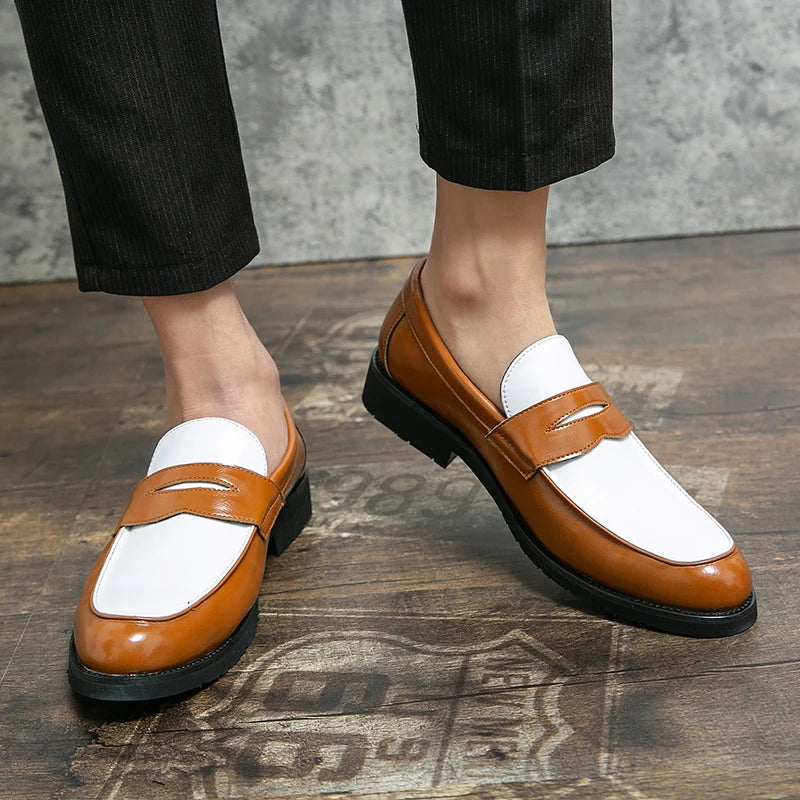 Classic Formal Shoes Man Casual Brogue Loafers Men High Quality Social Leather Shoes Slip On Business Dress Man Leather Shoes