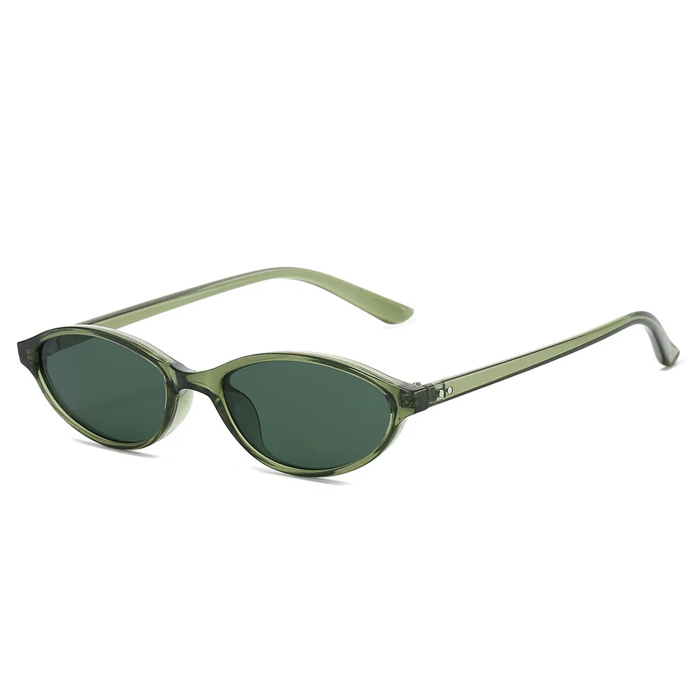 JNPCXI New Fashion Small Oval Sunglasses Women Gradient Shades UV400 Retro Rivets Trending Men Punk Sun Glasses