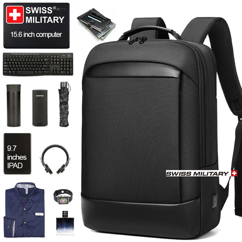 SWISS MILITARY Waterproof Business USB School Backpack 15.6 Inch Laptop Backpack