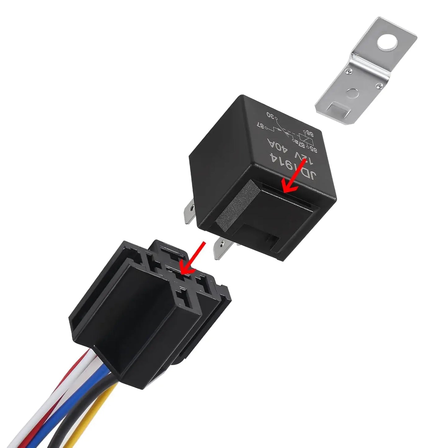 2pcs JD1914 Car Relay Harness 12V 40A 4 Pin SPDT 12AWG Harness Sockets with Built-in Diode for Automotive Truck Van Motorcycle