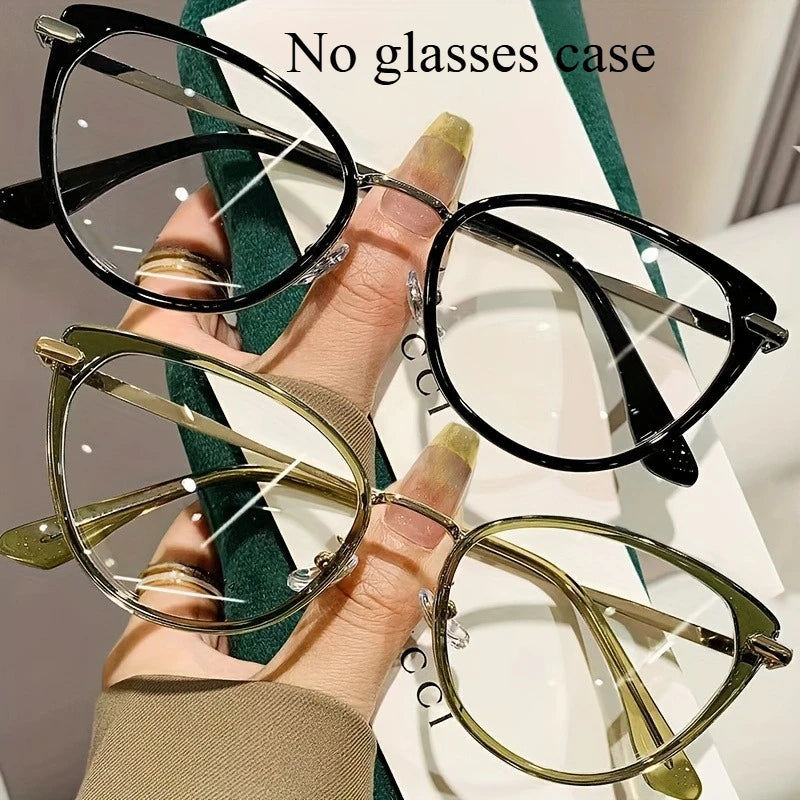 2 Pairs Y2K Retro Cat Eye Glasses Black & Green Gradient Full-Rim Cat-Eye Design for Women’s Fashion & Digital Screen Protection