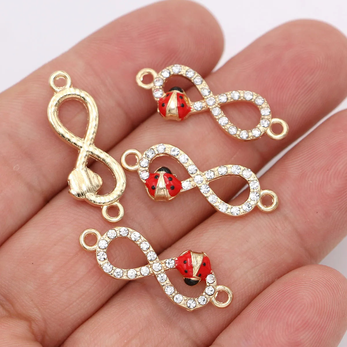 10pcs Gold Plated Ladybug Infinity Charm Connector for Jewelry Making Bracelet DIY Accessories Craft