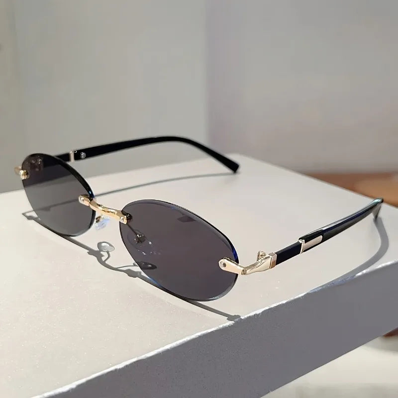 Rimless Cat-Eye Fashion Glasses Lightweight Design for Photography Outings