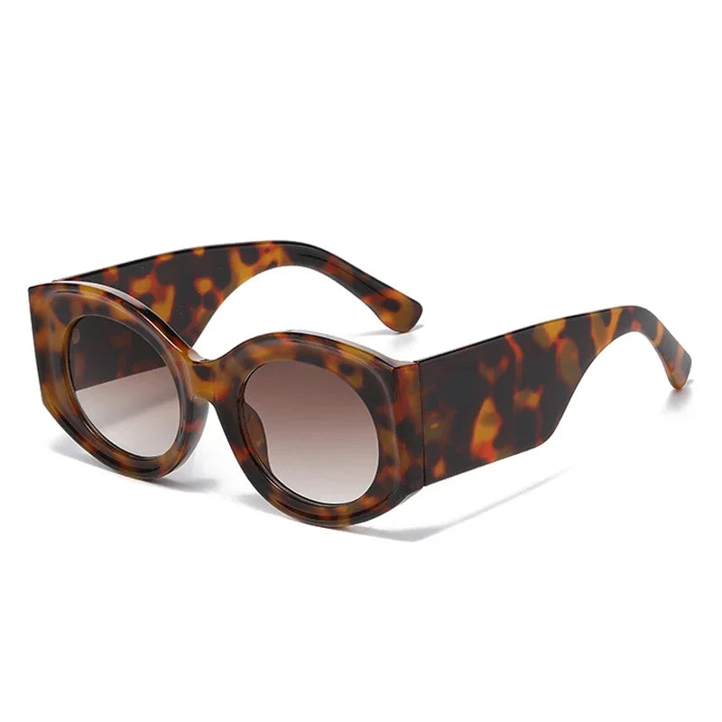 JNPCXI Fashion Oversized Oval Women Sunglasses Retro Jelly Color Orange Leopard Shades UV400 Men Gradient Sun Glasses
