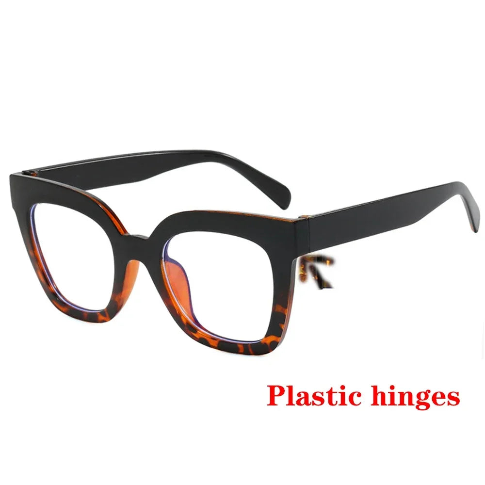 JNPCXI Fashion Glasses Frame for Women Anti-Blue Ray Fashion Lady's Orange Myopia Cat Eye Prescription Computer Glasses
