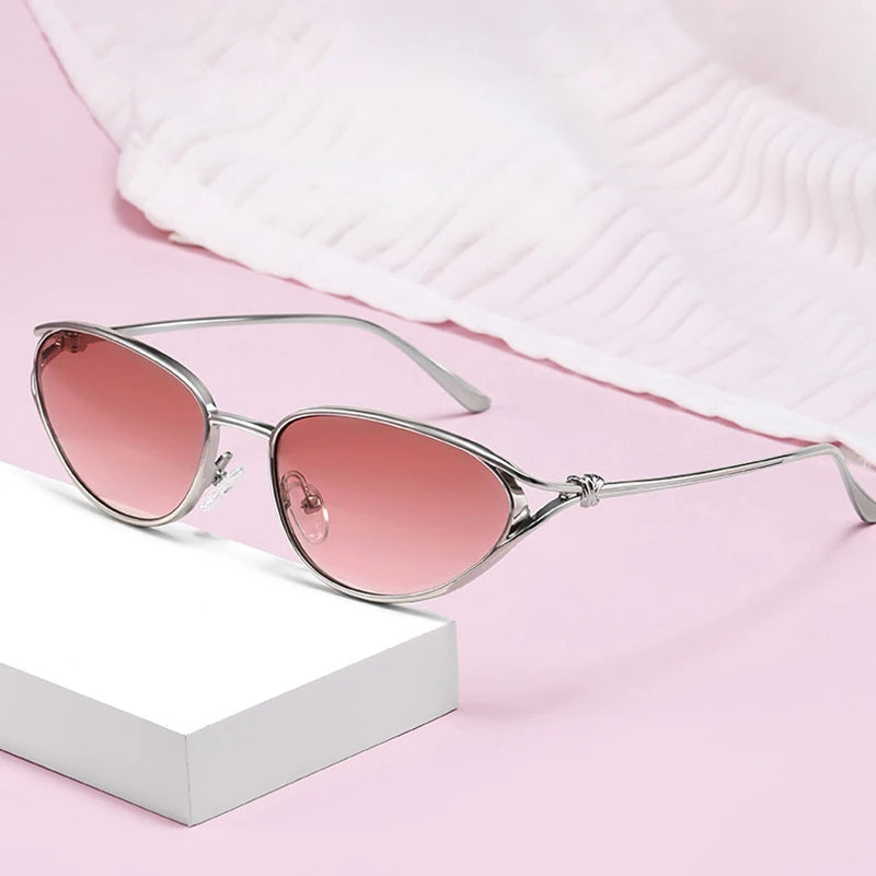 JNPCXI New Retro Metal Cat Eye Sunglasses Women Fashion Gradient Shades UV400