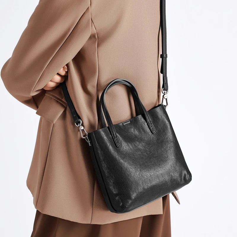 2026 New Women's Genuine Leather Handbag Luxury Designer's Shoulder Tote Bag Ladies Vintage Top-Handle Bags Female Underarm Bags
