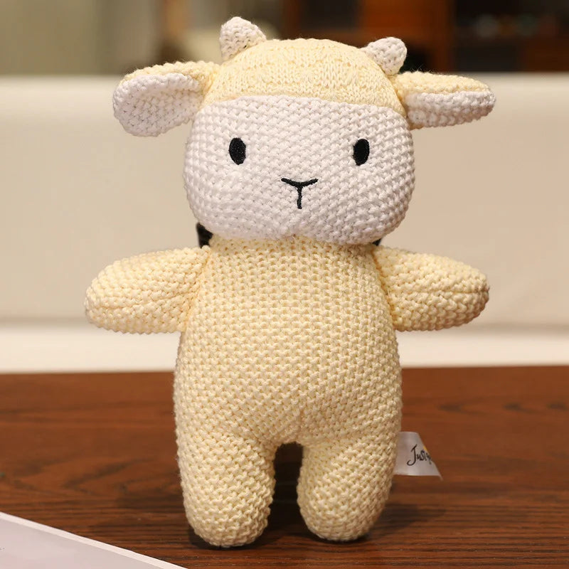 Cute Knitted Cartoon Animal Toy Stuffed Cow Cattle Fox Dinosaur Whale Shark Sitting Standing Small Appeasing Gift