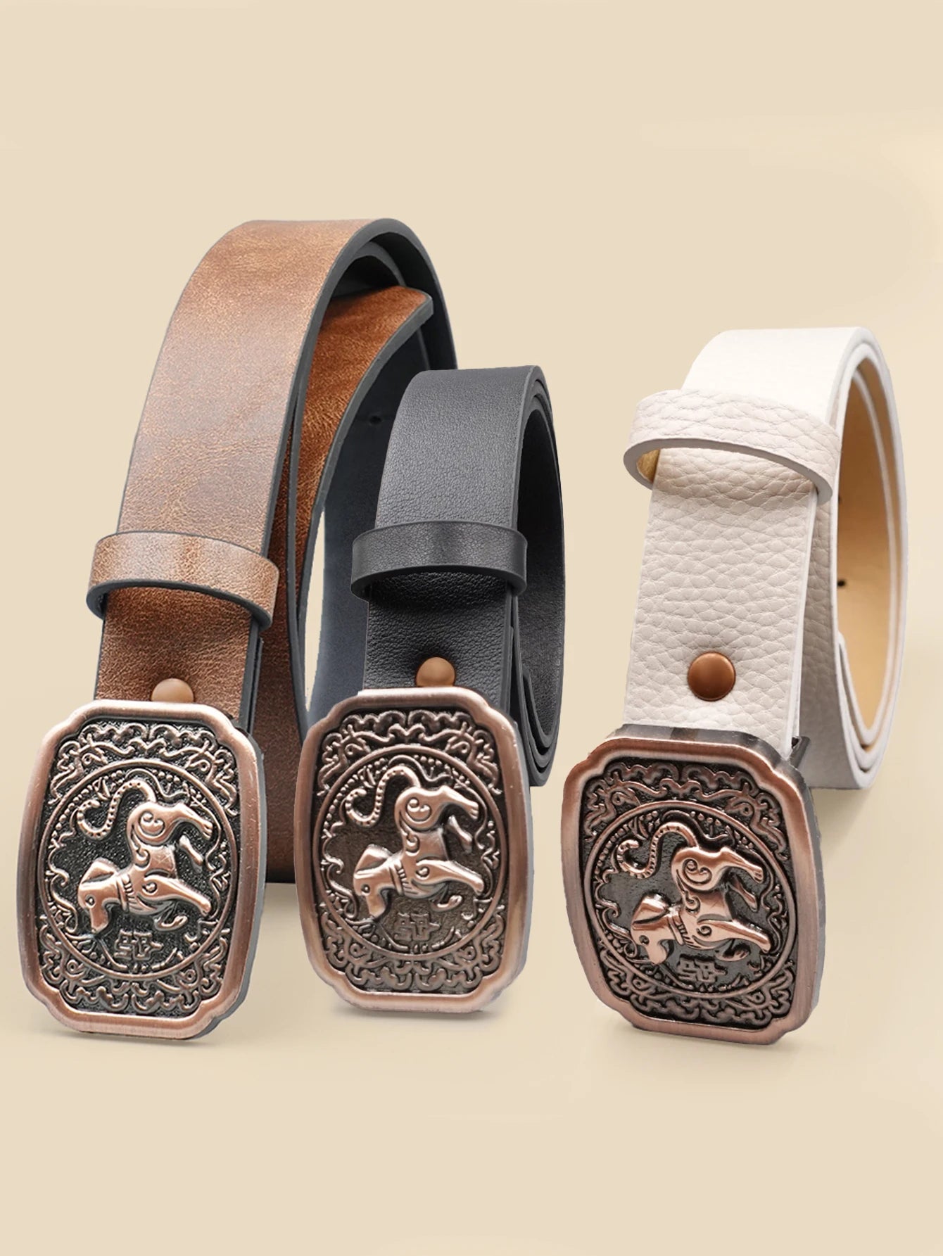 Y2K Street Style Belt - Antique Bronze Carved Buckle, Versatile Waistband for Daily Wear, Dates & Casual Outfits