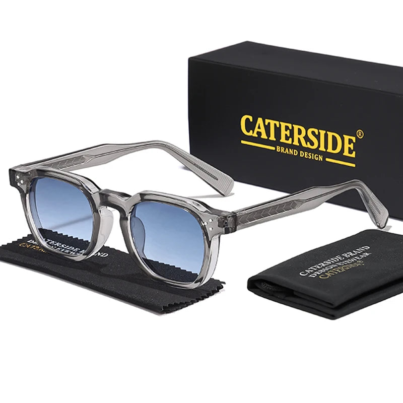 CATERSIDE New Square Men's Sunglasses Personalized Temple Tips Design Sun Glasses Women's Travel Party Eyewear Festival Gift