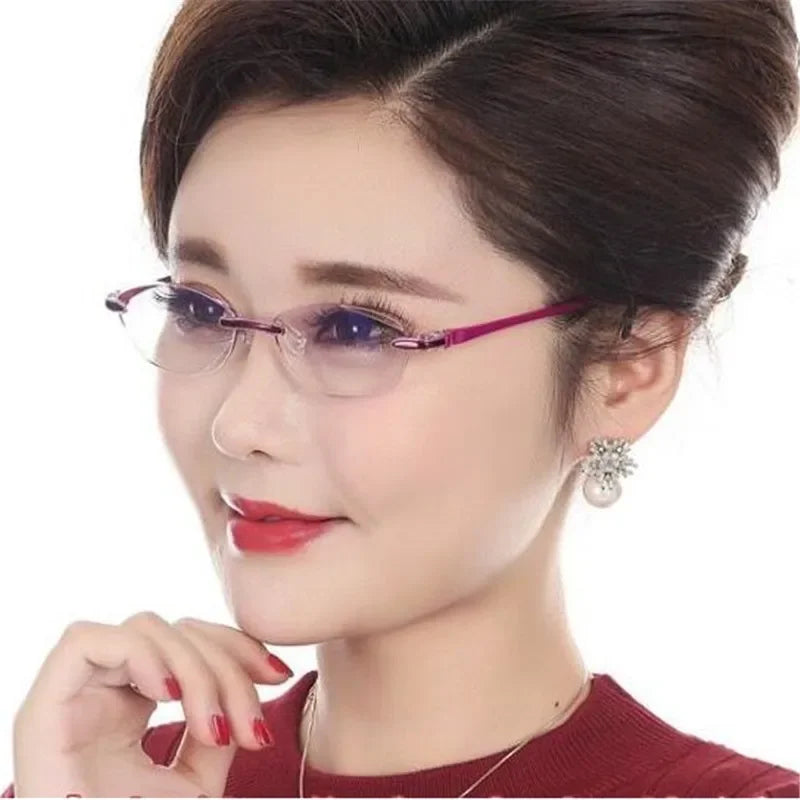 Women's Frameless Reading Glasses Bifocal Far and Near Blue Light Blocking Diopter +1.0 +1.5 +2.0 +2.5 +3.0 +3.5 +4.0