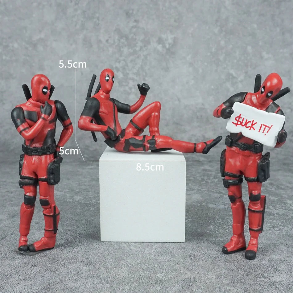 6 Desk Decoration Deadpool Car Home Office 8cm X-MAN Funny Cute Figure Model Toy
