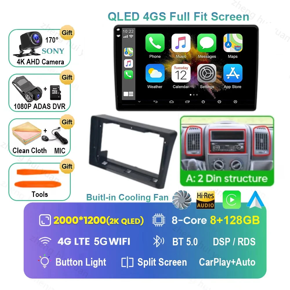 Android 16 Car Radio For Fiat Ducato 2005 2006 - 2023 Citroen Jumper Peugeot Boxer 2011-2015 Auto Carplay 2 din Autoradio 4G RDS