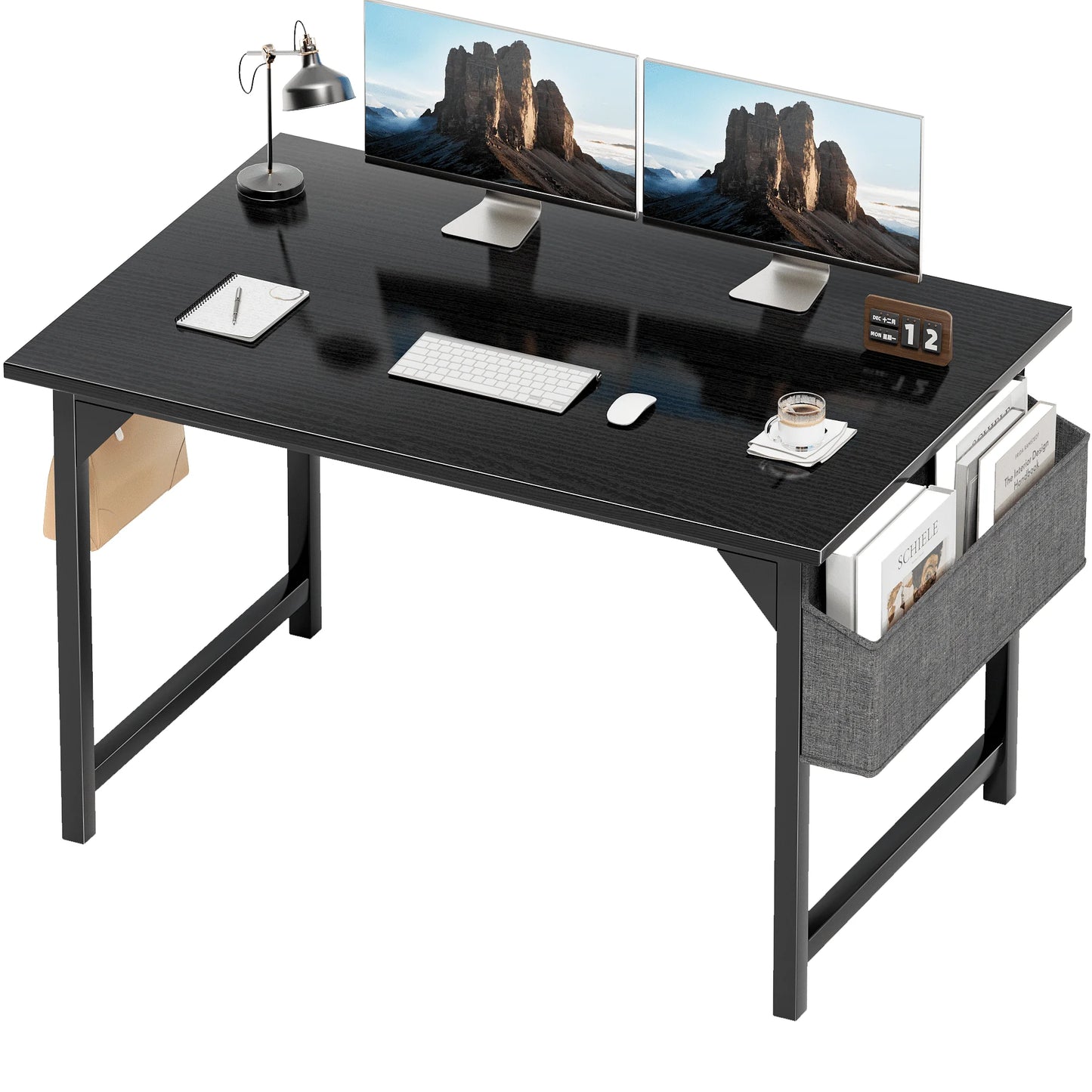 Computer Desk 40" Small Office Desk Modern Writing Desk with Storage Book Bag