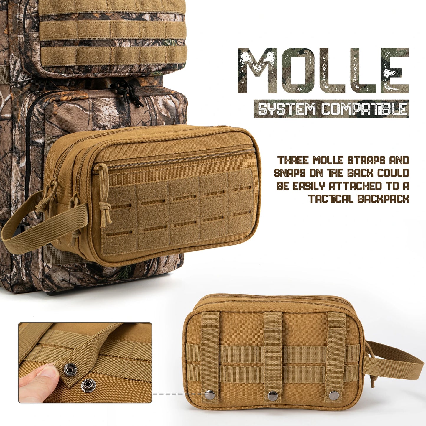 Tactical Toiletry Bag, Molle Pouches, Women Men Shaving Kit Travel shower Bag