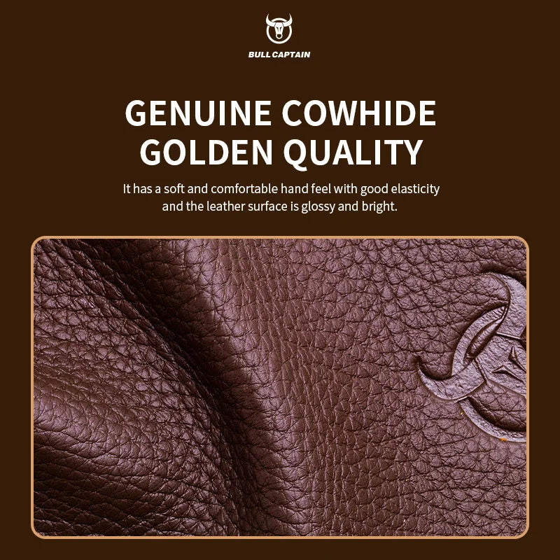 BULLCAPTAIN Men's Shoulder Bag Genuine Leather Casual Business Leather Bag Multifunctional 7.9-inch Flat Panel Postman Bag