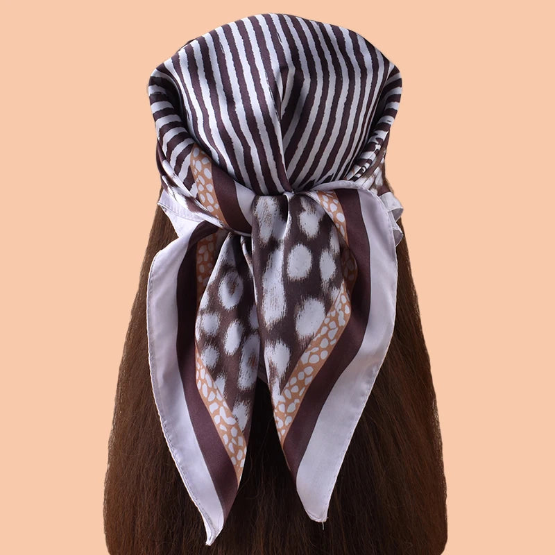 1PC Leopard Print Satin Square Scarf Women's Hair Accessory Spring New Style Versatile as Belt Bag Decorations Silk Headband