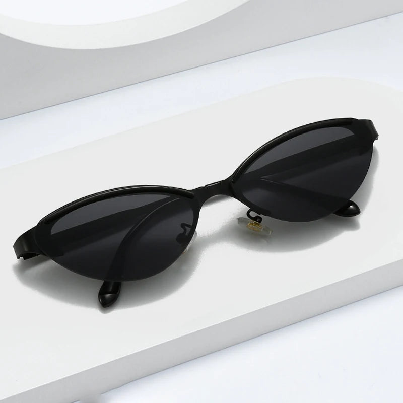 JNPCXI Fashion Cat Eye Women Sunglasses Retro Metal Colorful Tea Gradient Shades UV400 Men Trending Sun Glasses