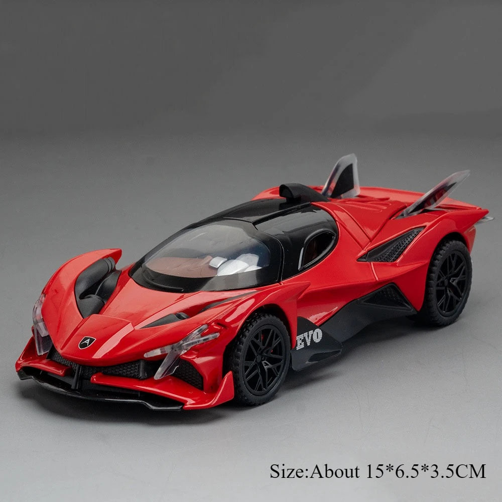 1:32 Apollo IE EVO Alloy Models Toy Diecast Car Doors Opened Rear Wheel Return Force Miniature Rubber Tires Cars Christmas Gifts