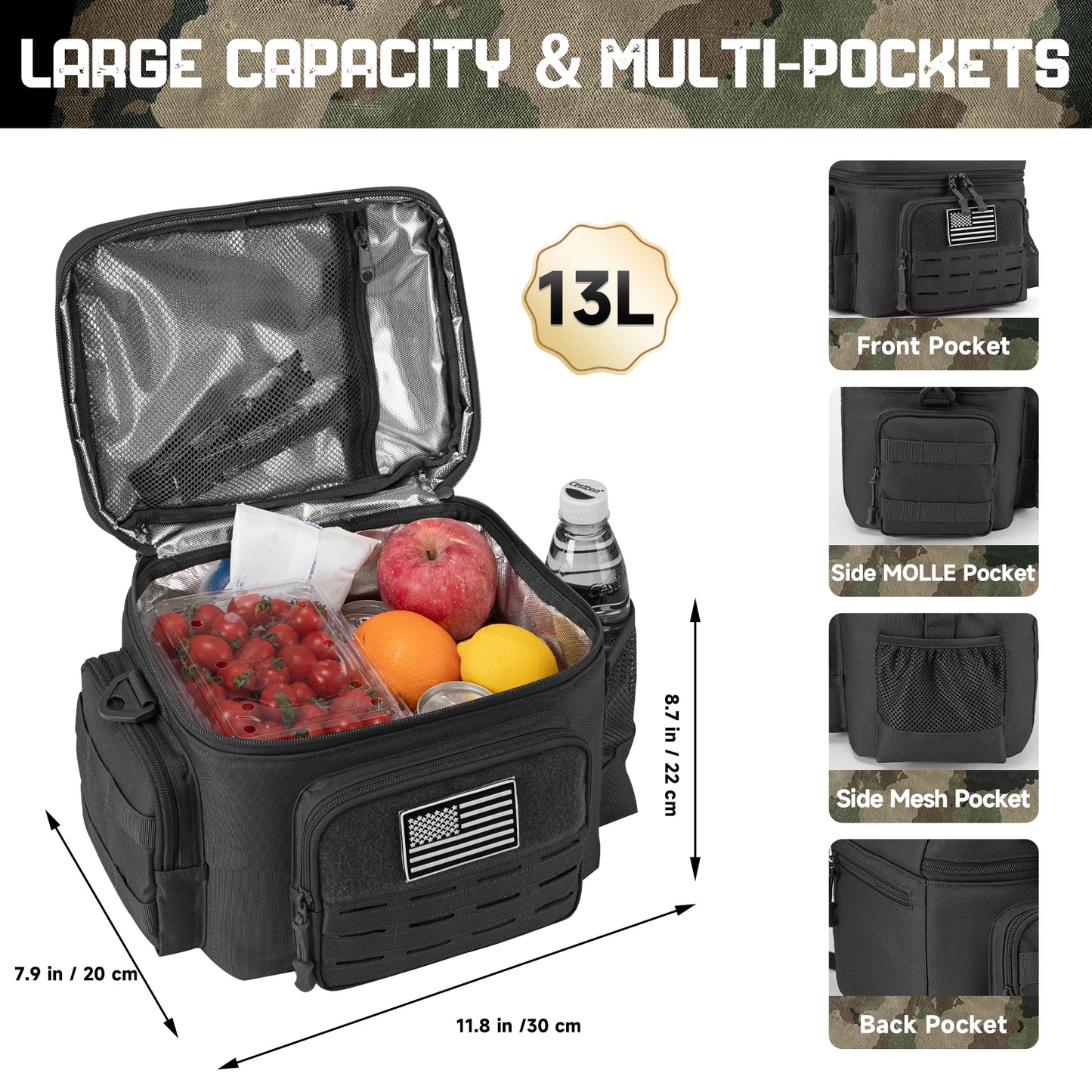 Outdoor Tactical Thermal Cooler Bag Lunch Box Heavy Duty Leakproof Insulated