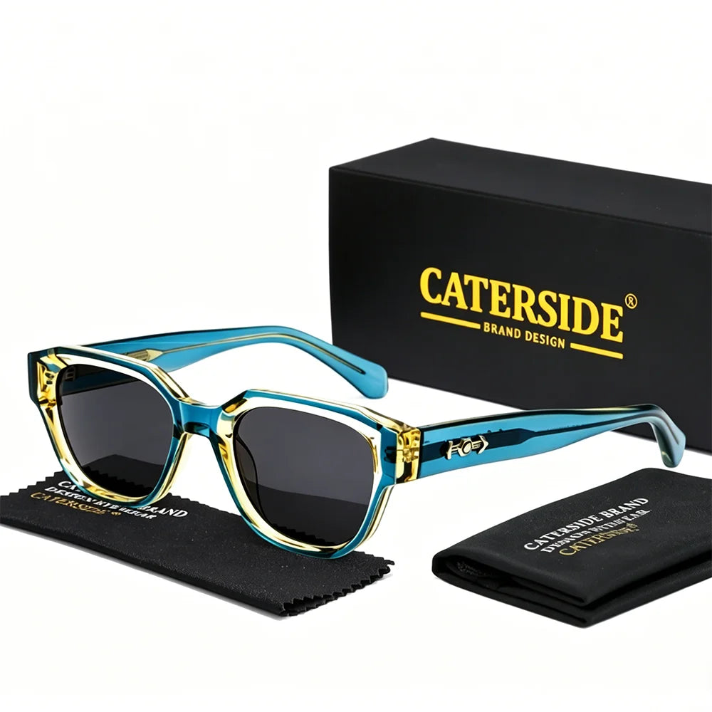CATERSIDE Men Fashion Sunglasses High-Quality Pc Square Thick Frame Sun Glasses Women Business Festival Gifts Rational Glasses
