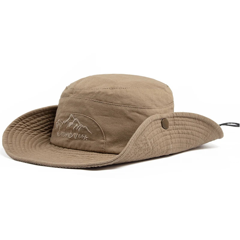 CNTANG Summer Outdoor Bucket Hat Men Cotton Jungle Fishing Hat  Hiking Travel Panama Cap Beach Sun Protector Caps For Men's