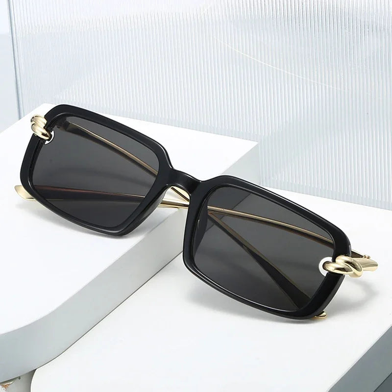 JNPCXI New Fashion Rectangle Sunglasses Women Clear Black Orange Trending Punk Shades UV400 Men Sun Glasses