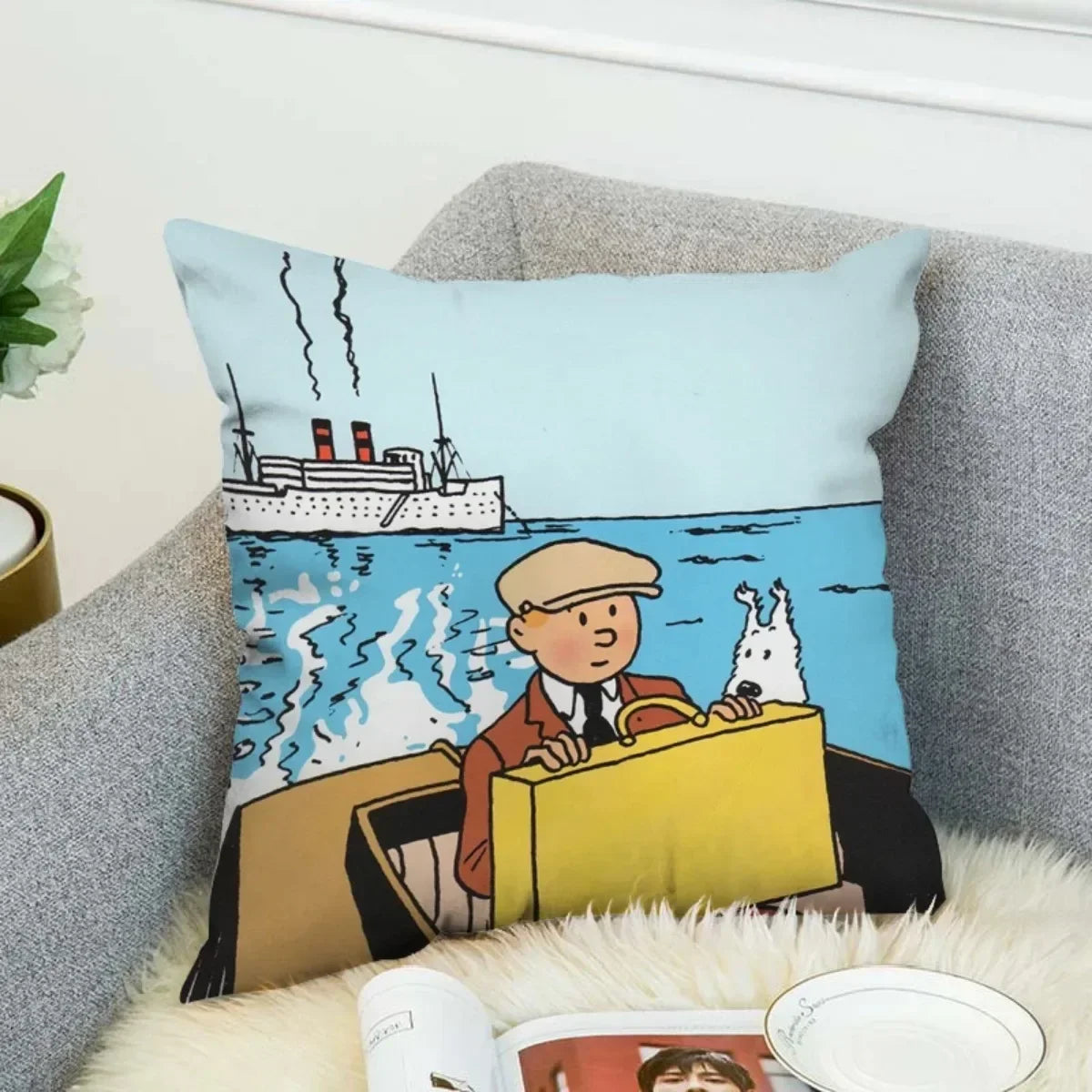 Anime Tintin Cushion Cover Pillowcases Home Decor Decorative Pillows for Sofa M5