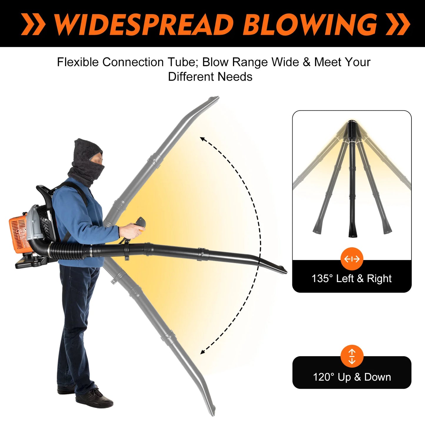 65CC 2 Stroke Petrol Backpack Leaf Air-cooled Blower Garden Tool 2.7kw 6800r/min