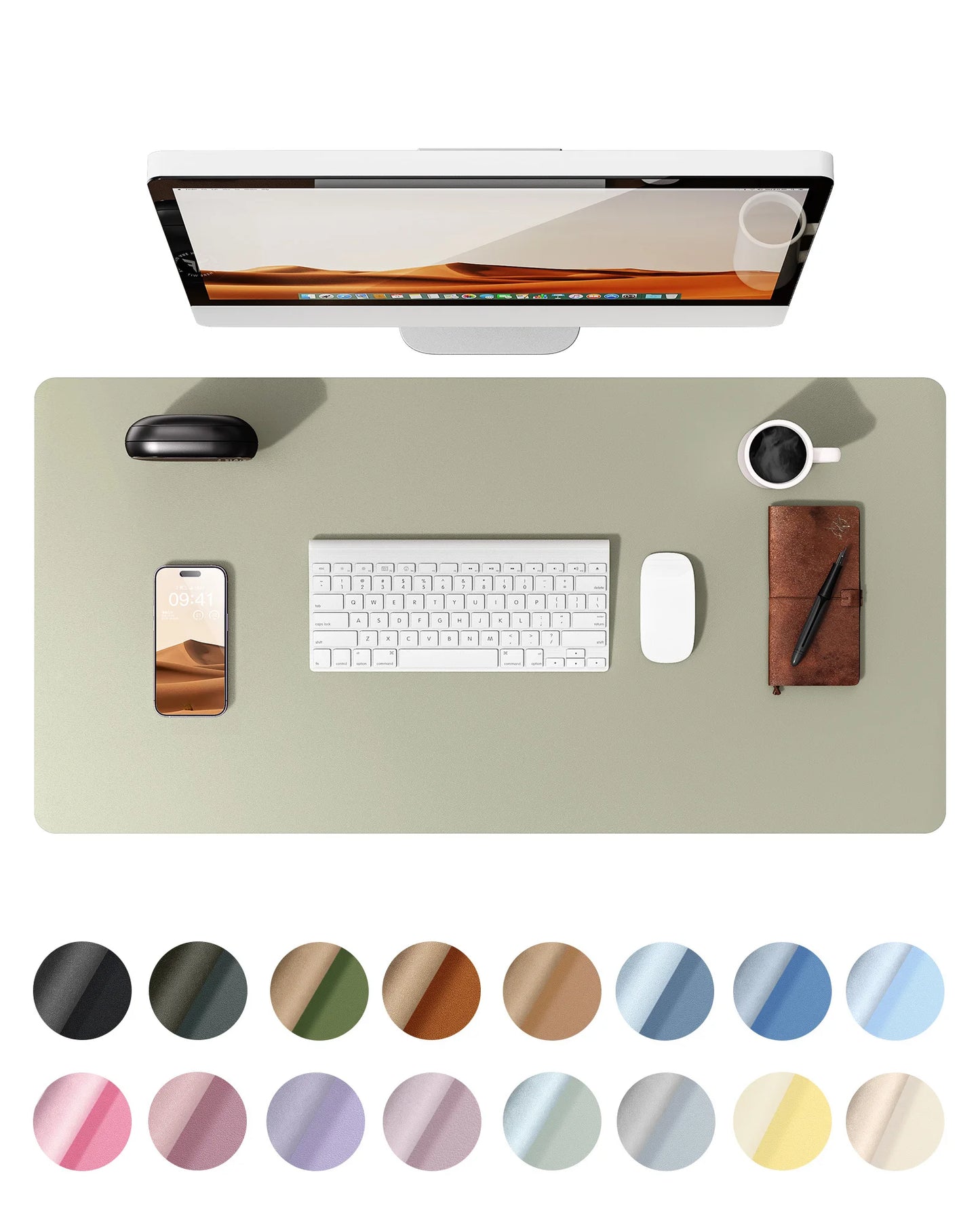 Office Desk Mat, Leather Desk Pad Protector, Large Mouse Pad, Non-Slip PU Leather Waterproof Desk Blotter, Laptop Desk Pad