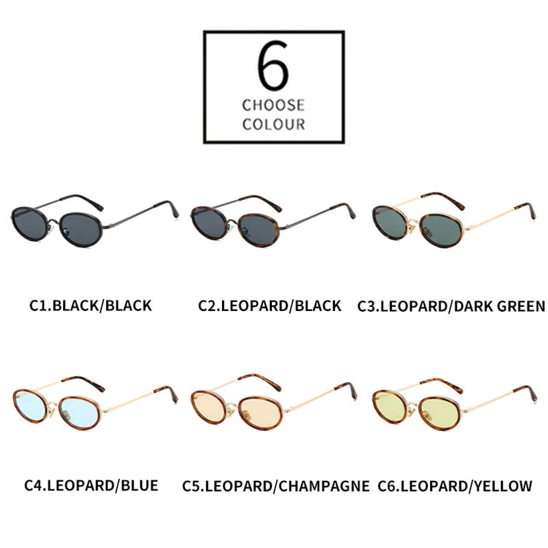 JNPCXI New Small Oval Sunglasses Men Shades UV400 Retro Punk Candy Color Women Luxury Sun Glasses