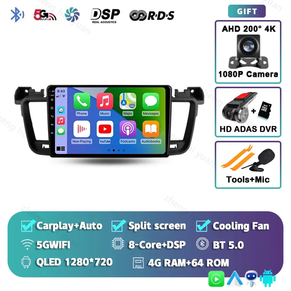 For Peugeot 508 2011 - 2018 Android 15 12+256GB CarPlay Auto Car Radio Multimedia Video Player GPS stereo Head Unit 4G WIFI