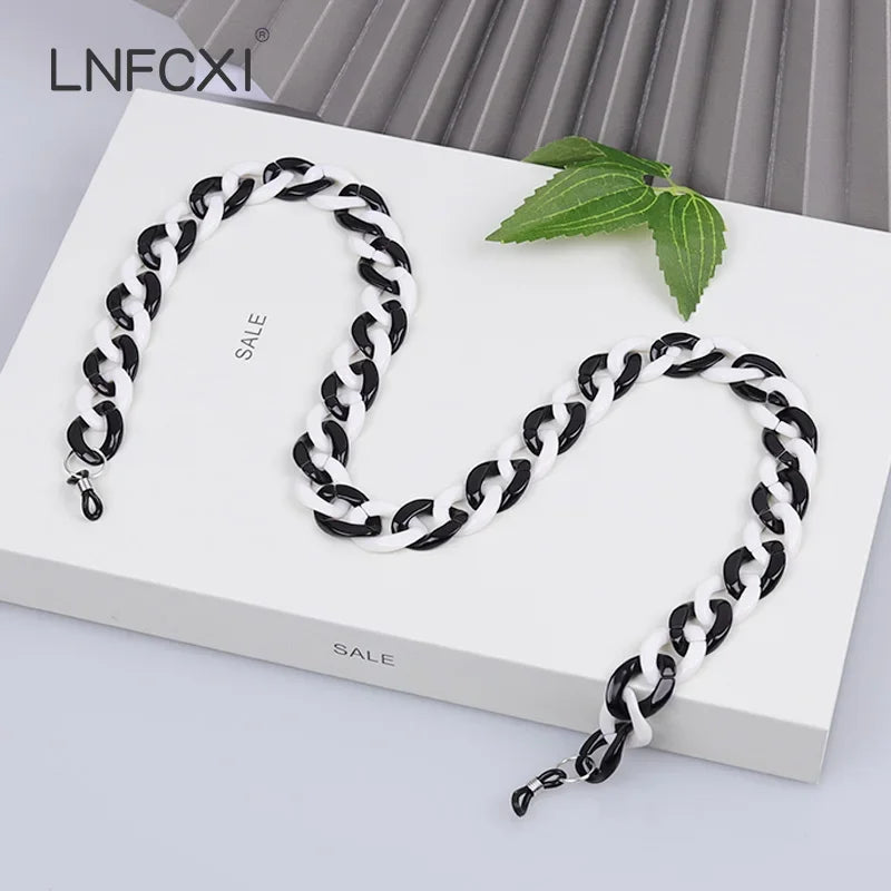 JNPCXI Retro Bright Acrylic Glasses Sunglasses Chain Straps Lanyards Blue Color Reading Glasses Hanging Neck Glasses Chain