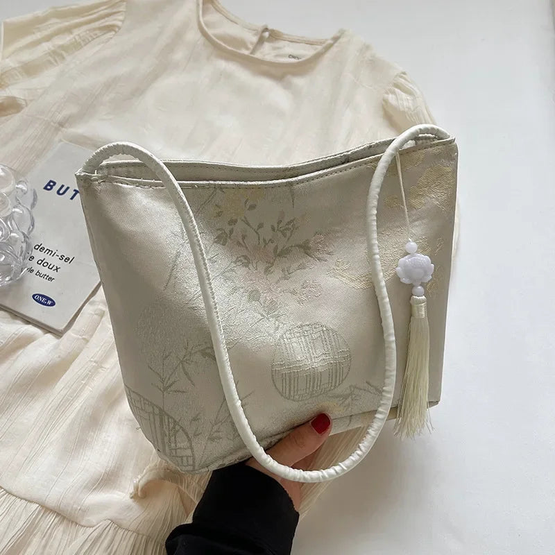 New Chinese Style Small Shoulder Bags for Women 2026 Luxury Designer Fine Embroidery Ladies Handbags Trendy Women Bucket Bag