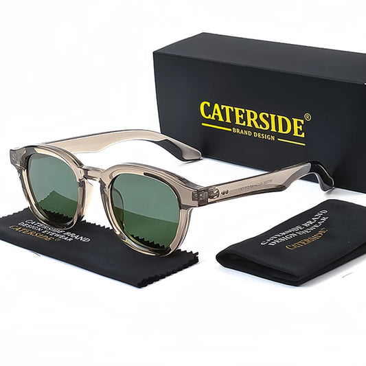 CATERSIDE Retro Polarized Sunglasses Men and Women TR90 Minimalist Sunglasses Luxury Fishing Outdoor Driving Travel Sunshade