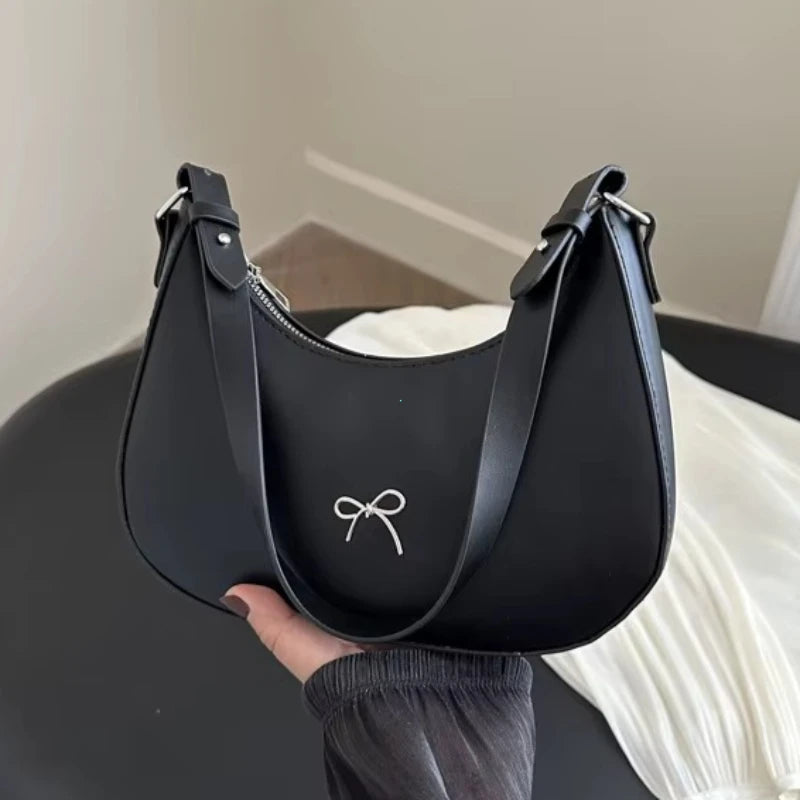 Bowknot Armpit Bag Korean Underarm Bag Luxury PU Leather Y2K Handbag Girls Shoulder Bag Clutch Purse Bolsa Feminina 2026