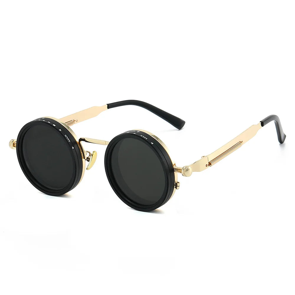 JNPCXI New Vintage Round Punk Men Sunglasses Shades UV400 Fashion Women Adjustable Dimming Outdoor Sun Glasses