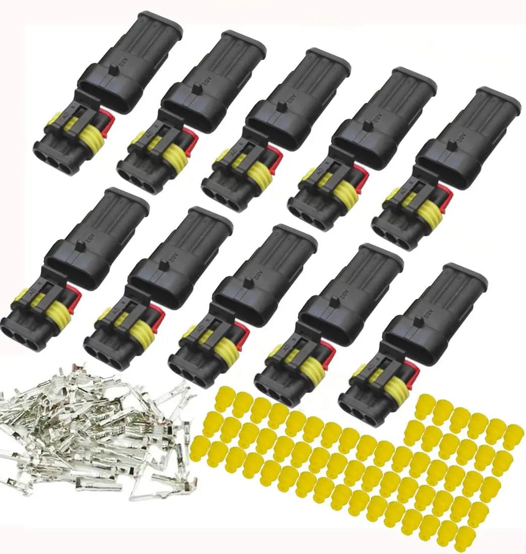 1/2/3/4 pin connector kit, 10 Kit Car Auto Electrical Connectors Series Terminals Water Resisted for Car, Truck, Boat