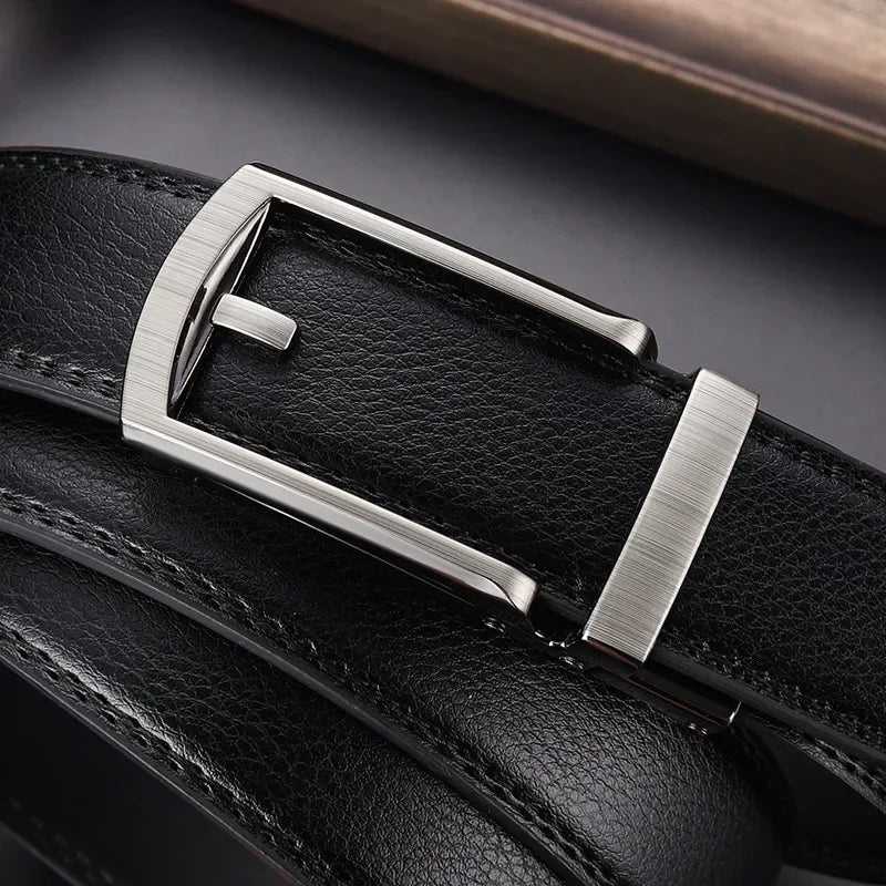 Men's Click Belt Business Luxury Designer Brand Black Leather Belts for Jeans