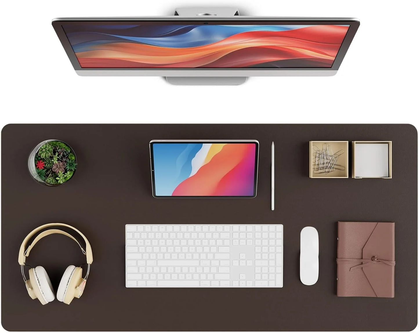 Leather Desk Pad Protector, Office Desk Mat, Large PVC Leather Desk Blotter, Non-Slip Mouse Pad