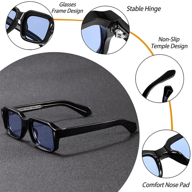 CATERSIDE Fashion Simple Men Sunglasses Roughly Framed Design Sun Glasses Women Outdoor Party Vacation Travel Driving Eyeglasses