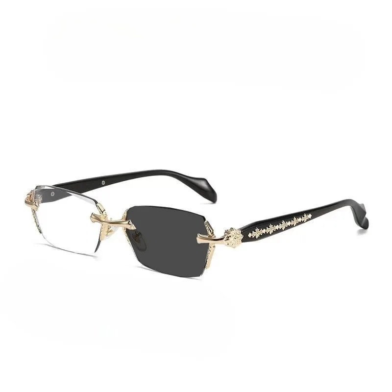 Frameless Glasses for Women Men Anti Radiation Photochromic Fashion Alloy Transition Eyeglasses-