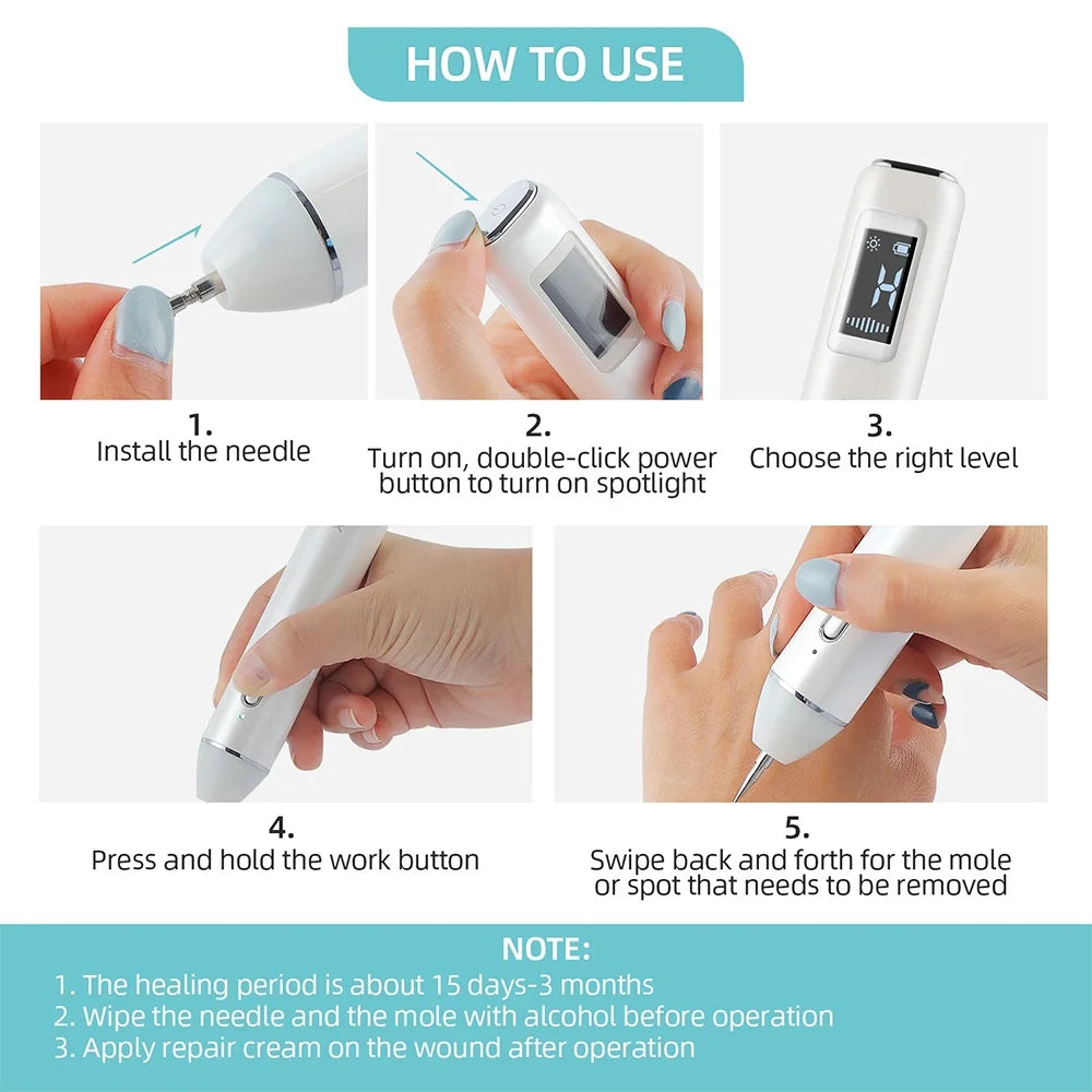 10 Level Laser Plasma Pen With Spotlight Skin Mole Remover Skin Dark Spot Freckle Warts Tag Tattoo Removal Laser Pen Skin Care