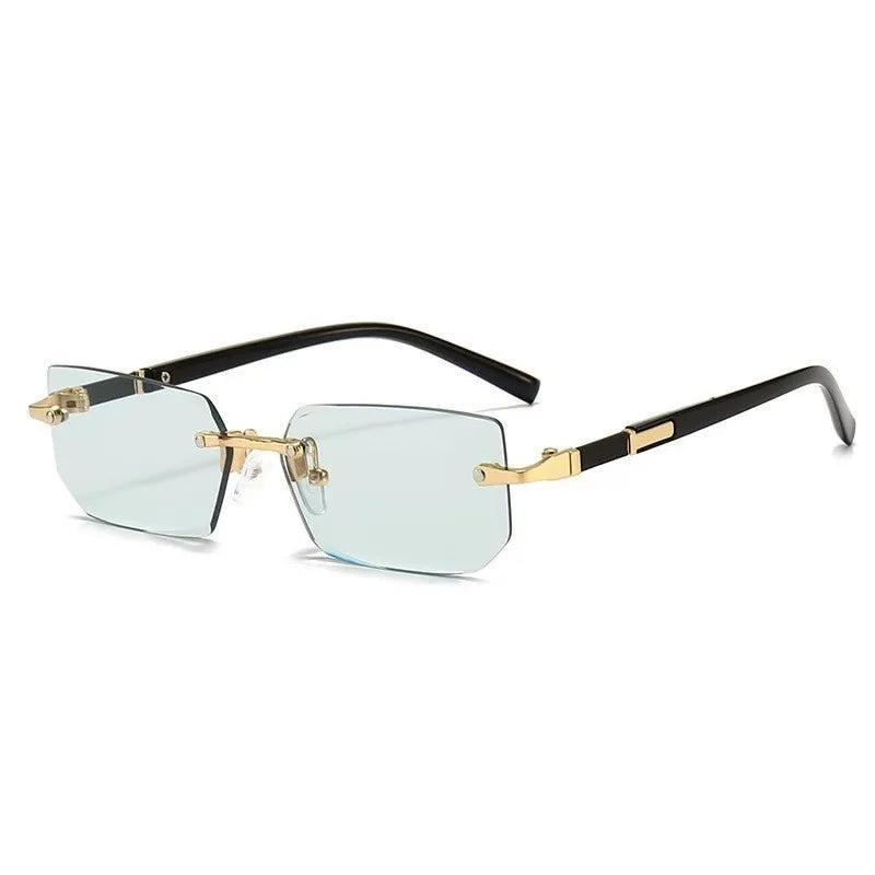 UV400 Protection Rimless Rectangle Sunglasses Y2K Eyewear Vintage Frameless Sun Glasses for Women Men