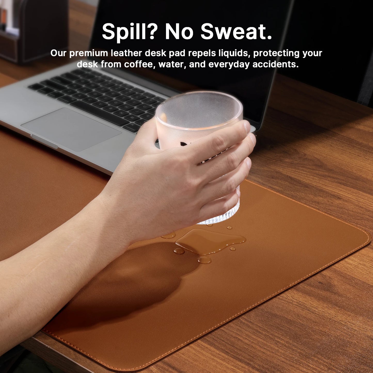 Desk Pad Protector, Mouse Pad, Office Desk Mat, Non-Slip with Stitched Edges PU Leather Desk Blotter for Office Home School