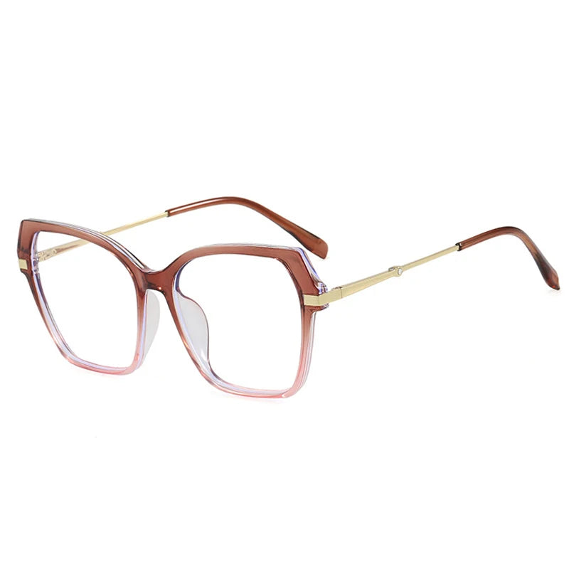 JNPCXI New Polygon Square Double Color Sunglasses Women Fashion Gradient Shades Men Eyeglass Frame