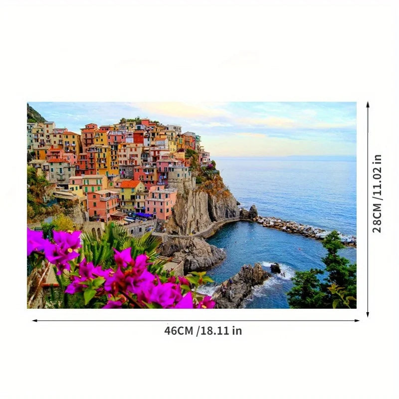 500 Pieces Jigsaw Puzzle for Adults Painting Cinque Terre Paper Puzzles Home Decor Wall Display Festival Gift Toys